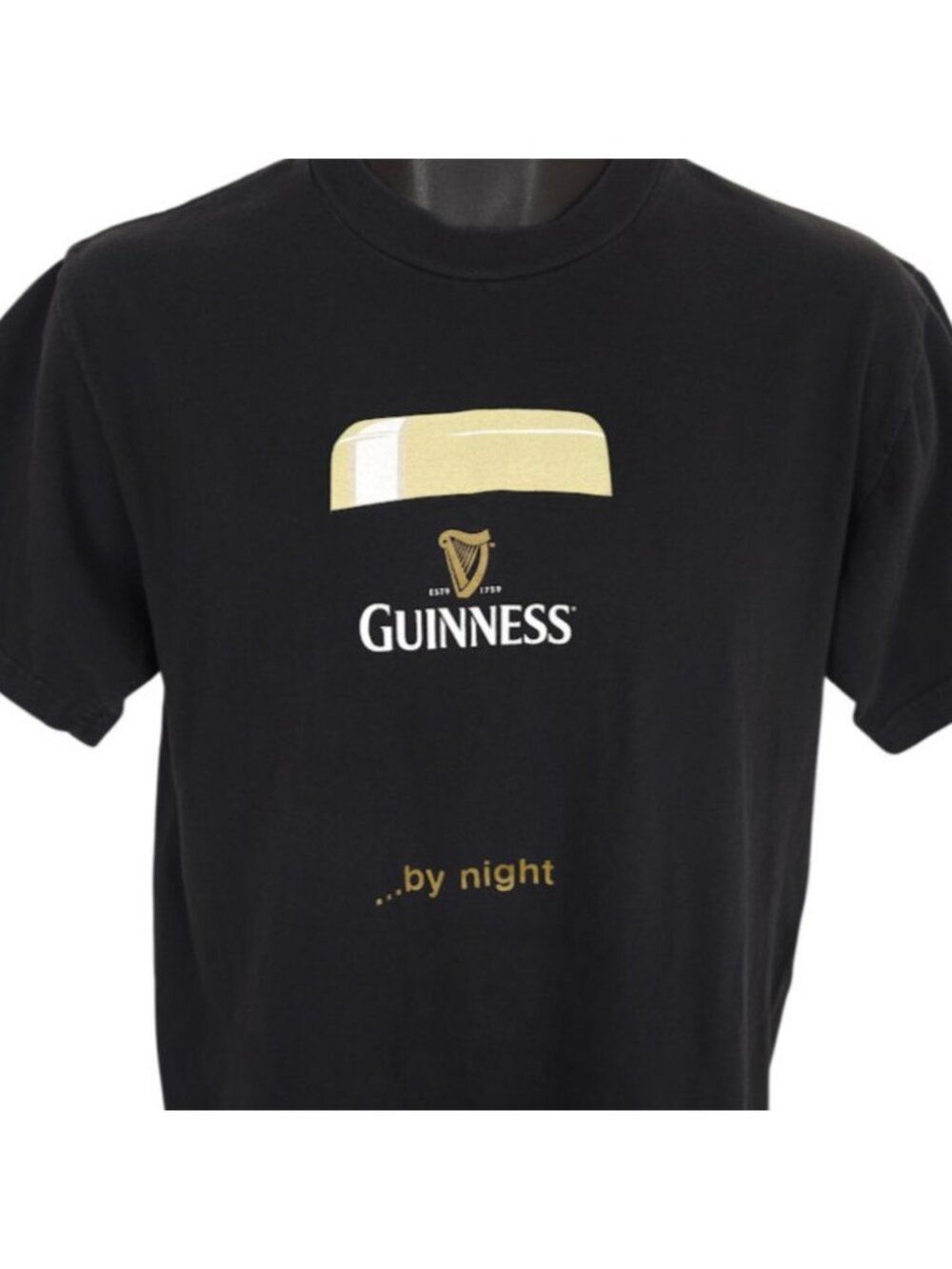 Guinness By Night T Shirt Mens Size Medium Black Irish Stout Beer Breweriana